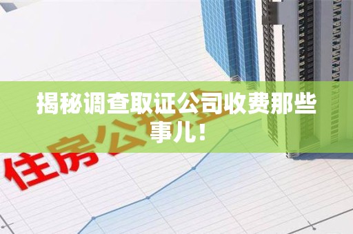 福安揭秘调查取证公司收费那些事儿！