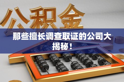 福安那些擅长调查取证的公司大揭秘！