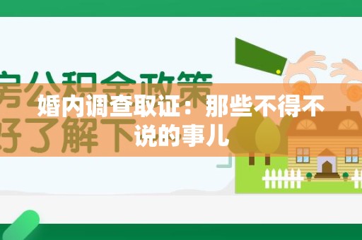 福安婚内调查取证：那些不得不说的事儿