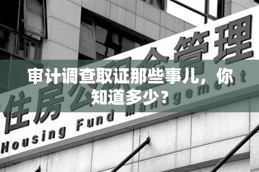 福安审计调查取证那些事儿，你知道多少？