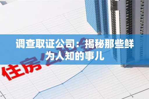 福安调查取证公司：揭秘那些鲜为人知的事儿