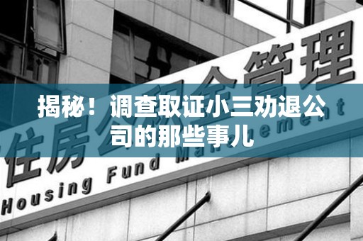 福安揭秘！调查取证小三劝退公司的那些事儿