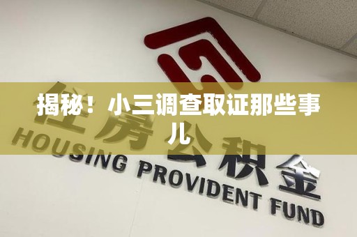 福安揭秘！小三调查取证那些事儿