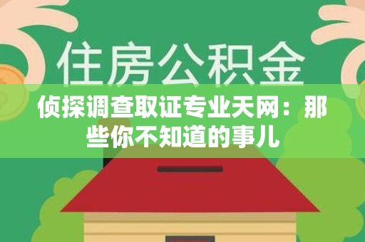 福安侦探调查取证专业天网：那些你不知道的事儿