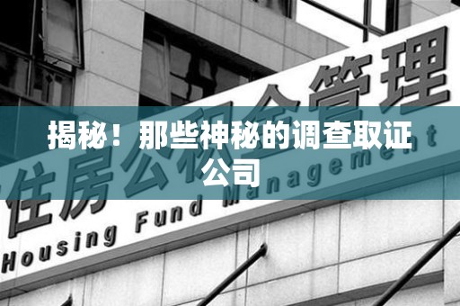 福安揭秘！那些神秘的调查取证公司